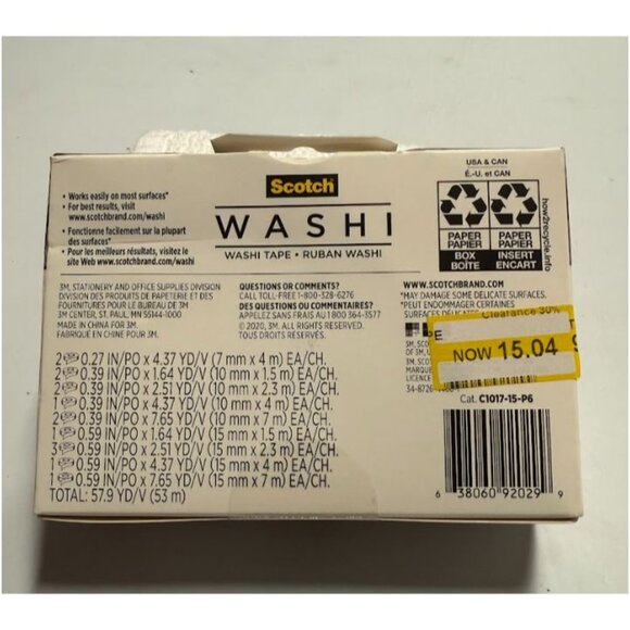 Scotch 15pk Washi Tape: Gold & Glitter Adhesive for Art & Stationery - Picture 2 of 9